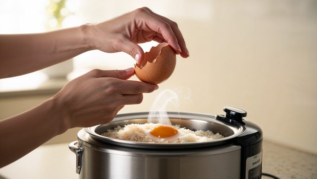 Adding Egg To Rice Cooker