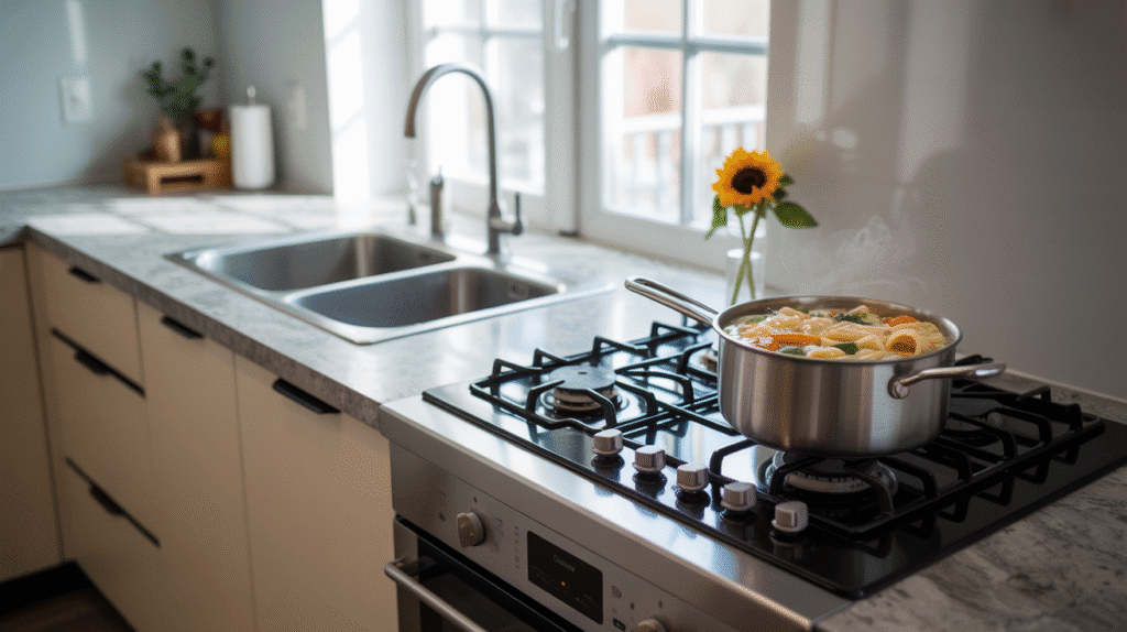 Kitchen With Sink And Stove